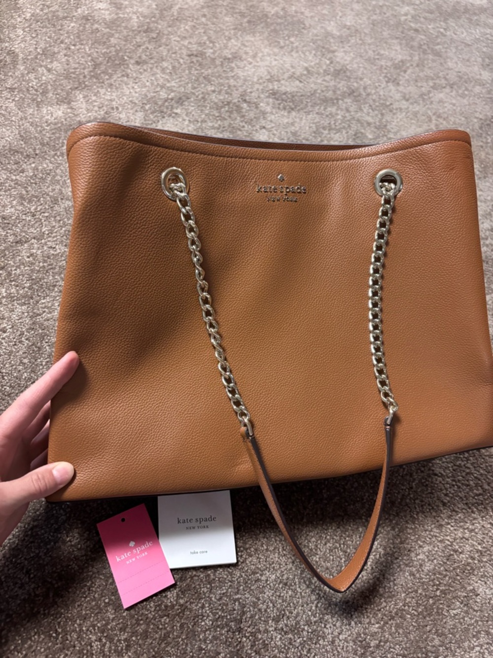 kate spade Tan Leather Chain-Handle Tote